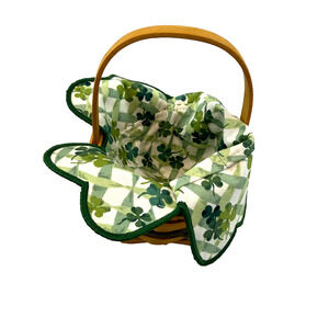 1999 Longaberger St. Patrick's Day Lots of Luck Basket w/Four Leaf Clover Liner